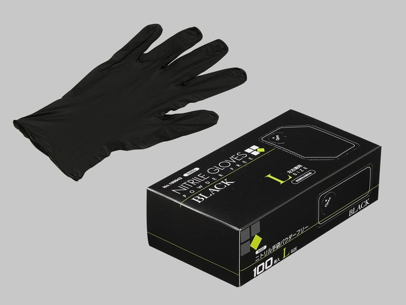 ニトリル手袋（粉なし・黒・Lサイズ）100枚