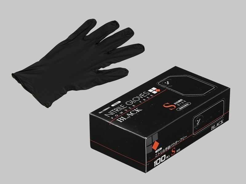 ニトリル手袋（粉なし・黒・Sサイズ）100枚
