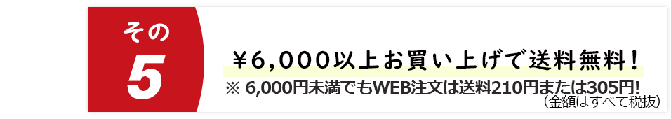 ¥6,000以上お買い上げで送料無料!