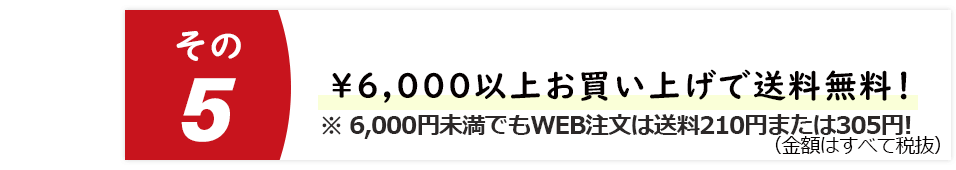 ￥6,000以上お買い上げで送料無料！